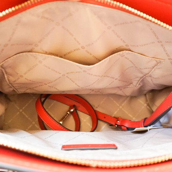 Michael Kors Hope Large Satchel Shoulder Crossbody Bag Red Flame - Picture 11 of 13